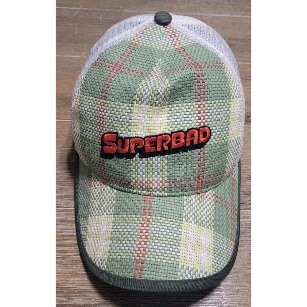 2000s Superbad Movie Promo Baseball Cap Plaid Embroidered Meshback Snapback Hat